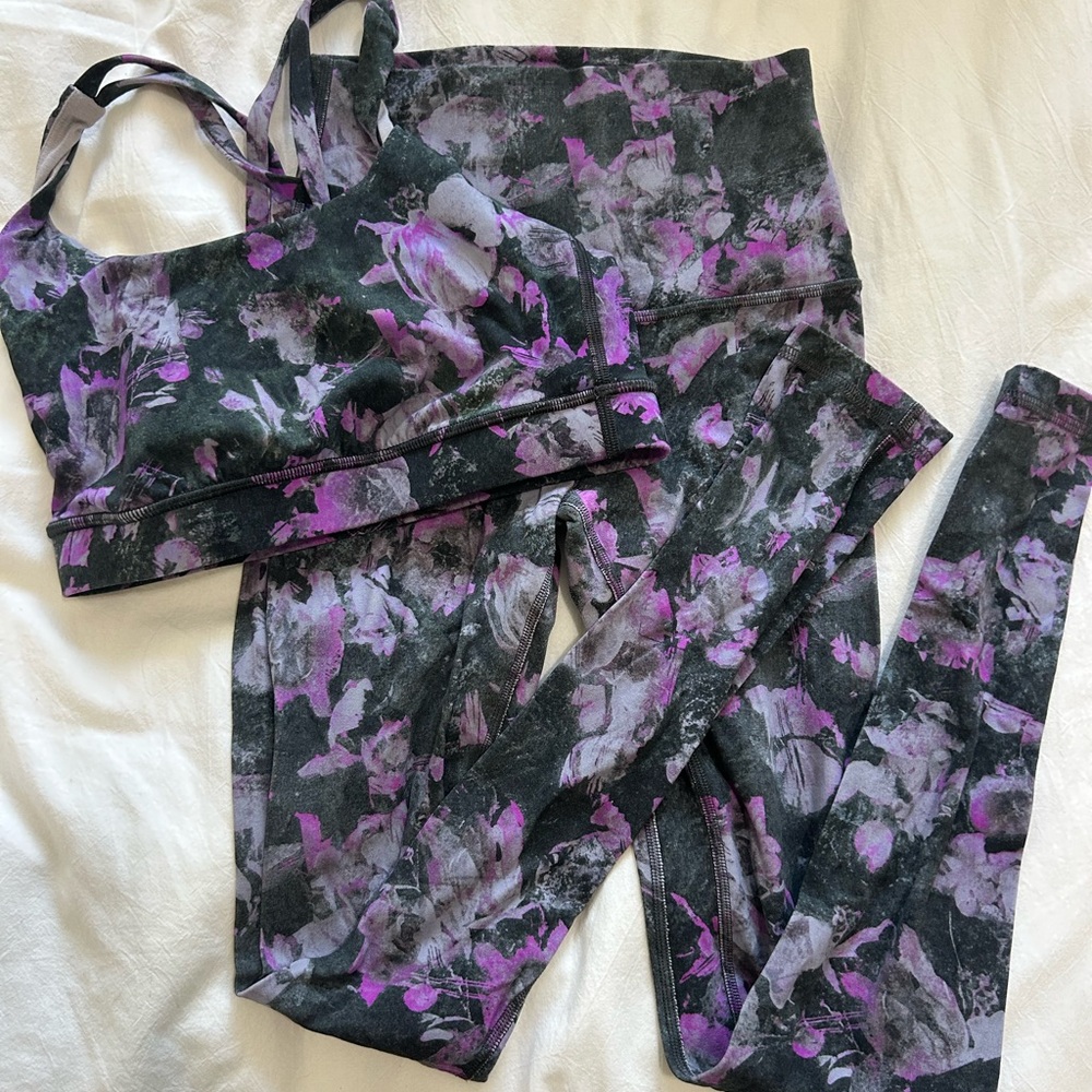 Lululemon Floral Sports Bra and Leggings Set